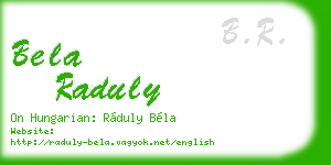 bela raduly business card
